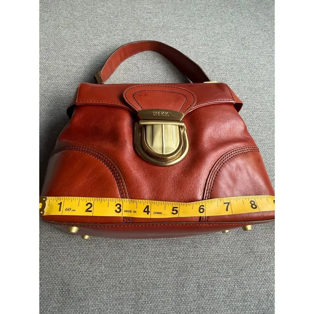 Vintage Maxx New York Hand Purse Leather Cognac Buckle Classic